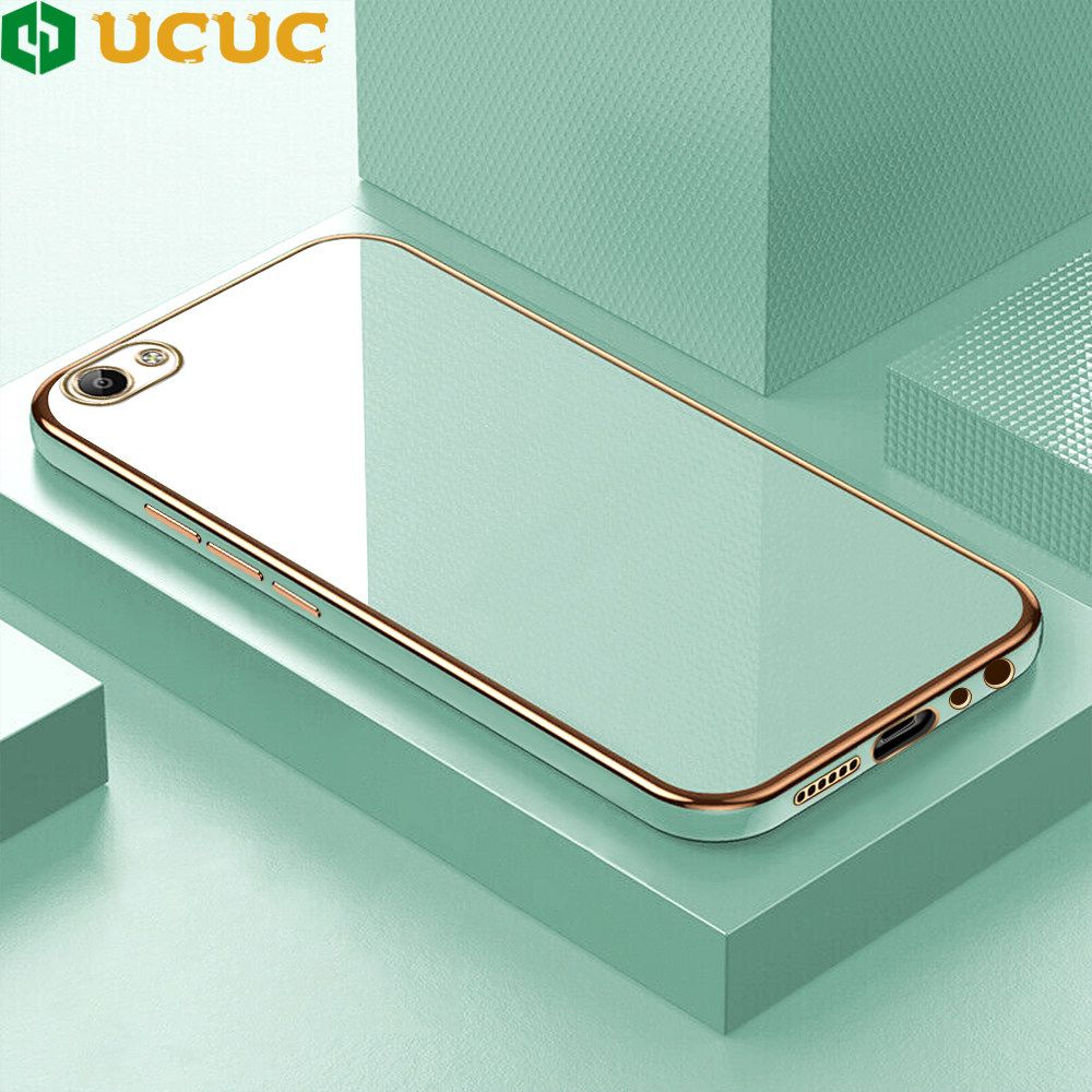 UCUC for Vivo Y67 V5 V5 Lite V5S Back Cover + Free Lanyard Colour Luxury 6D Plating Case Side Pattern Soft Silicone Square Phone Cases