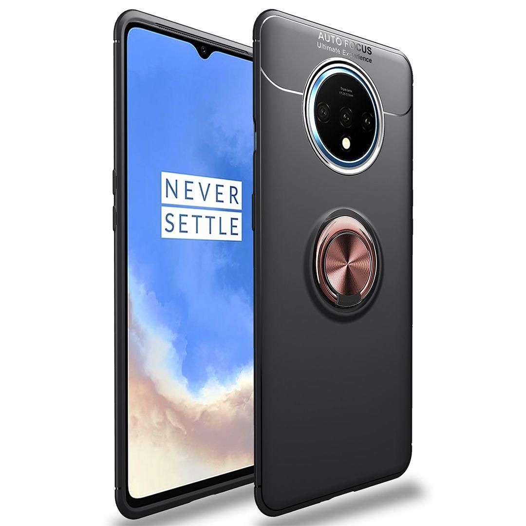 For OnePlus 7T 360 Degree Rotating Ring Holder (Compatible with Magnetic Car Mount) Resilient TPU Drop Protection Case Cover