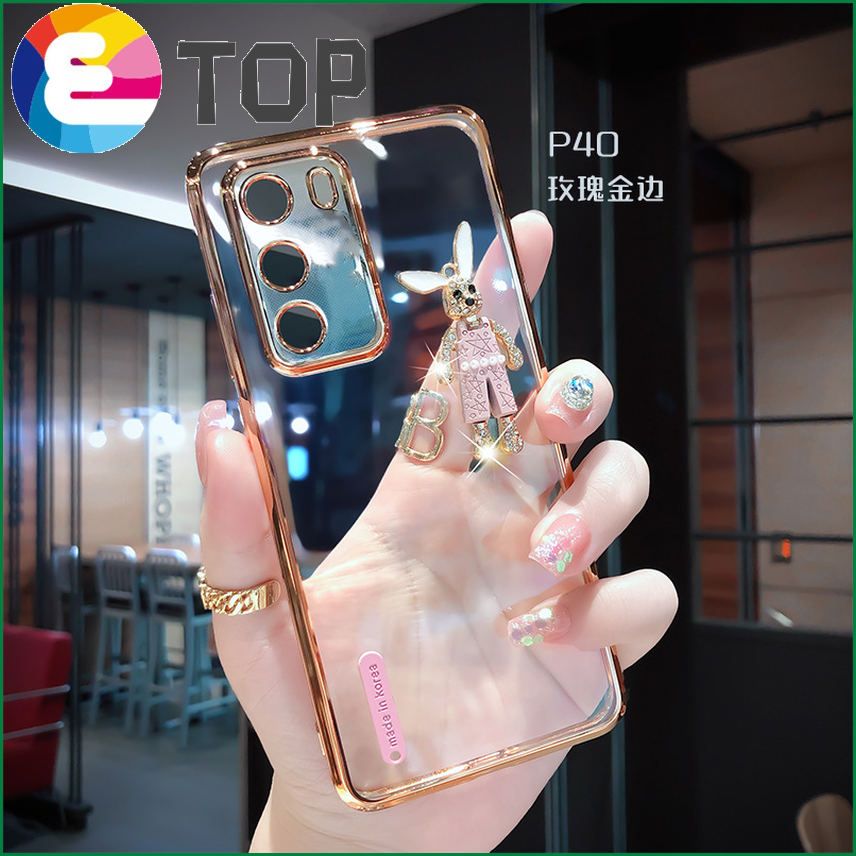 Suitable for Huawei p40 mobile phone shell transparent silicone soft shell Huawei p40pro cartoon cute rabbit female tide brand