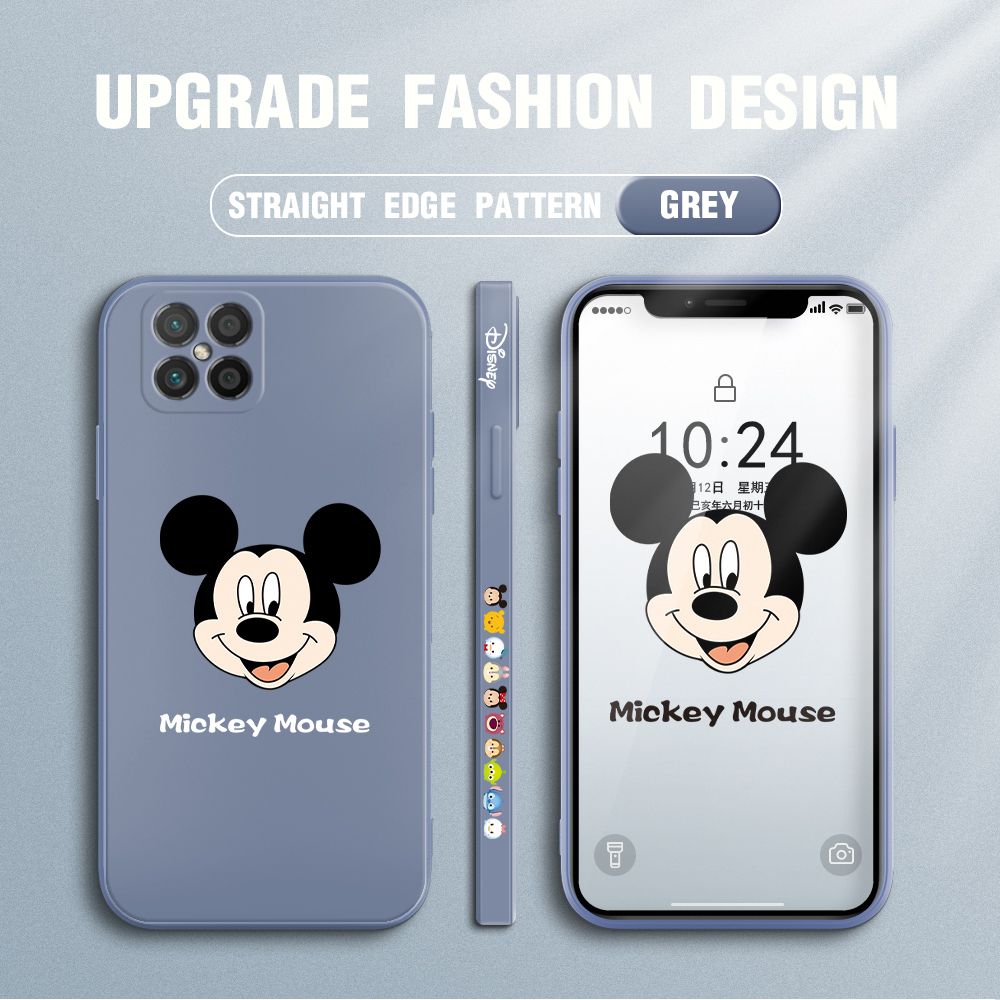 Jizetin for Huawei Nova 8 SE Case Creative Cartoon Mouse Avatar Side Design Phone Case Square Edge Pattern Liquid Silicone Cases Full Cover Camera Shockproof Protective Case