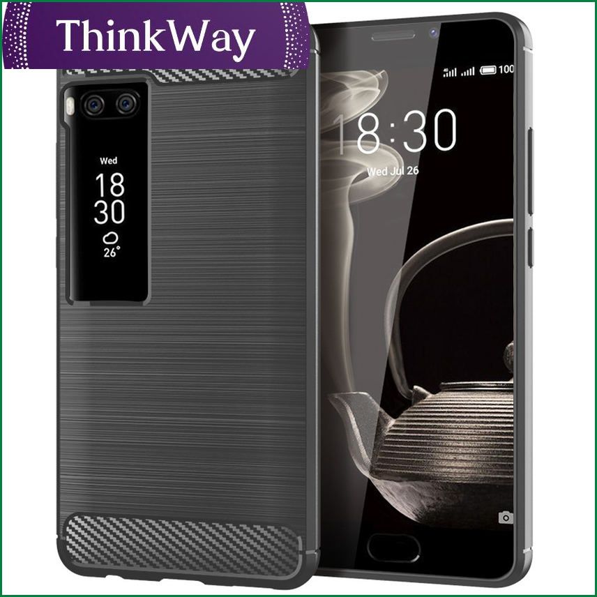 Luxury Full Cover Protective Soft Brushed TPU Carbon Fiber Case for Mei zu Pro 7 Plus Shockproof Back Capa Coque