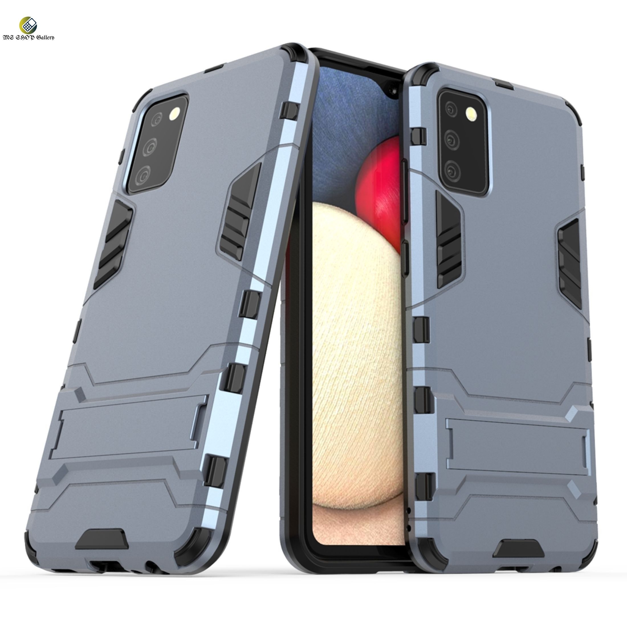 Samsung Galaxy A02s / Samsung Galaxy M02s Kickstand Cover Hard PC+ Flexible Silicon Rim Bumper Armor Phone Casing Back Cover