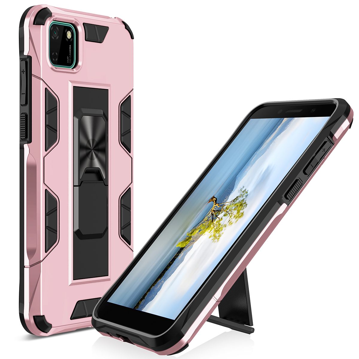 For Huawei Y5P Phone Case Armor Magentic Ring Car Holder Cover