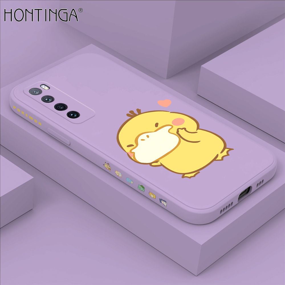 Hontinga for Huawei Nova 7 Case Side Design Trendy Cartoon Sign Back Cover Soft Square Edge Pattern Liquid Silicone Phone Cases