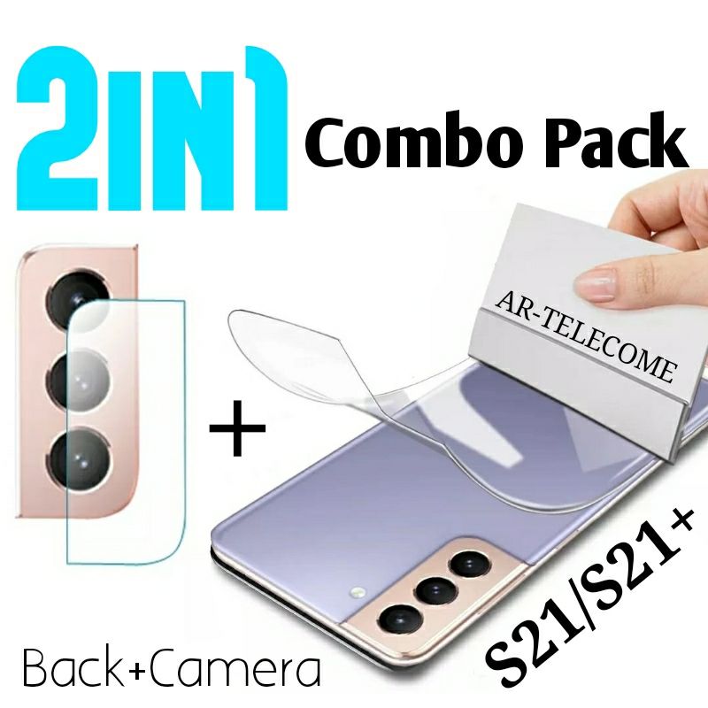 2in1 Combo Pack for Samsung Galaxy S21 (G991) / S21+ Plus (G996) Scratch Resistant Clear Transparent Back Protector Film-Poly +  HD Clear Camera Lens Protector