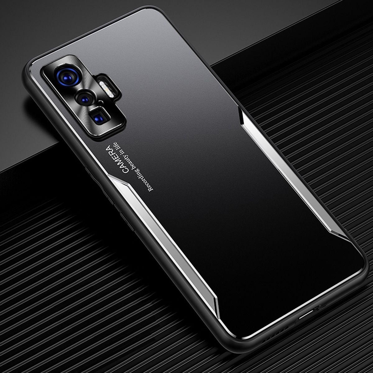 For Vivo iQOO 5 5G Electroplated Metal Back Panel Soft TPU Bumper Double Shockproof Protective Cover Compatible case