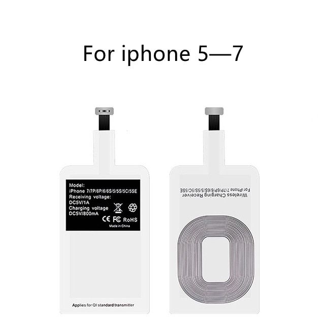 Wireless Charging Receiver Qi inductive charging adapter for iPhone 7,6,5, Samsung Huawei type-c micro usb Qi C basic connector
