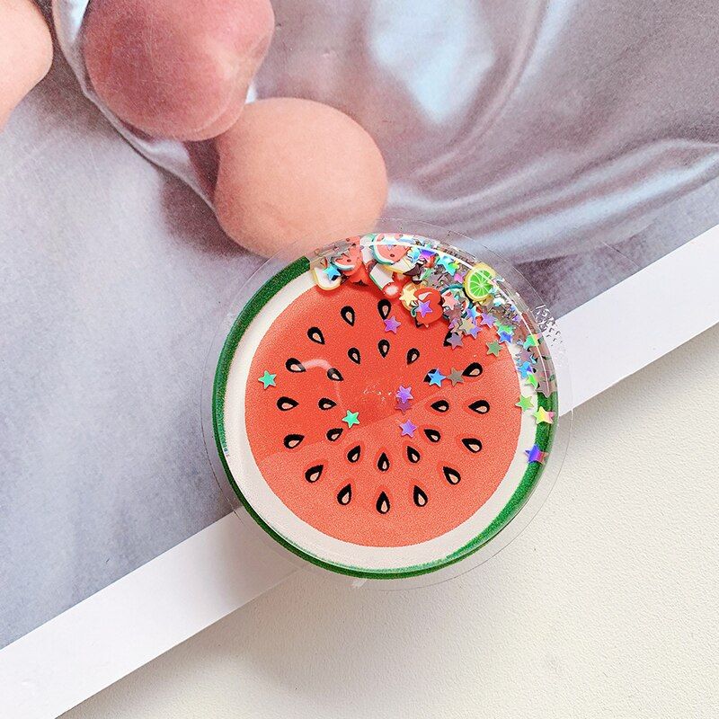 Universal mobile phone bracket fruit quicksand Phone Expanding Stand Finger Holder cartoon phone holder Stand