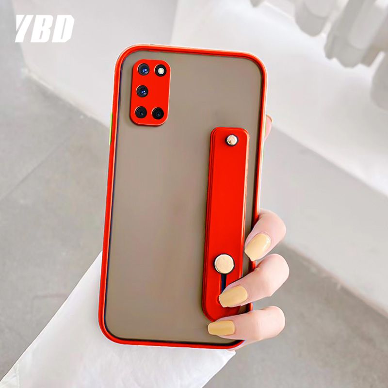 Camera lens fully protected case For OPPO A52 A92 Casing multiple colour Matte Hard PC Back Cover with phone Wristband bracket