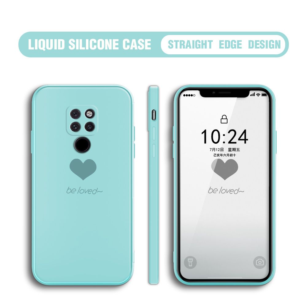 Jizetin for Huawei Mate20 Back Cover Little Love Multicolor Liquid Silicone Phone Case Soft Square Lens Protection Phone Cases