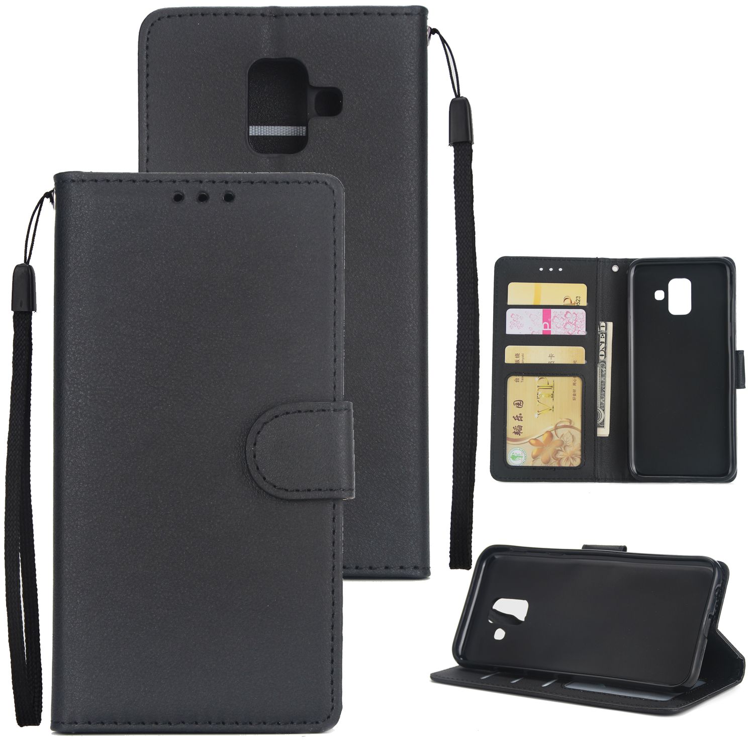 Yfashion For  J6 plus Flip-ype Leather Protective Phone Case with 3 Card Position Buckle Design Phone Cover