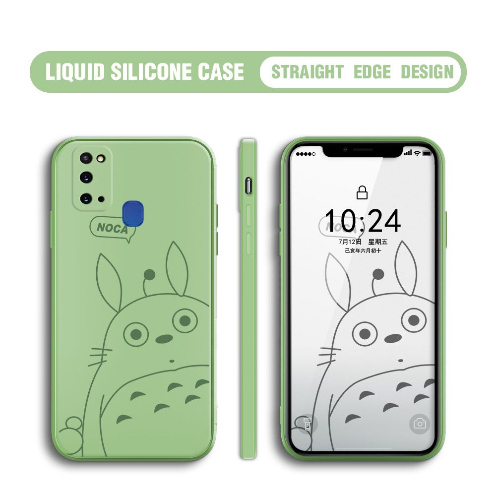 BILI for Samsung Galaxy M31 Back Cover Lovely Totoro Multicolor Liquid Silicone Phone Case Soft Square Lens Protection Phone Cases