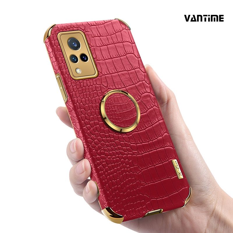 Vantime for Vivo V21 Case Soft Silicone Slim Matte Metal Ring Cover