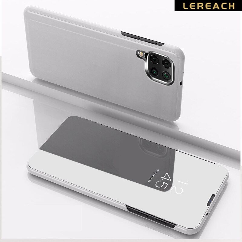 Lereach For Samsung galaxy F62 / M62 core Cover Case Leather Flip Cover plated Mirror + PU leather Back Cover Case