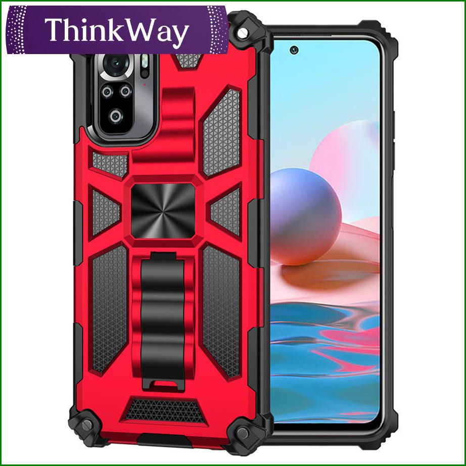 Armor with Metal Magnetic Solid Stand Silicone Hard PC Shockproof Back Cover For Redmi 9 & Redmi 9A