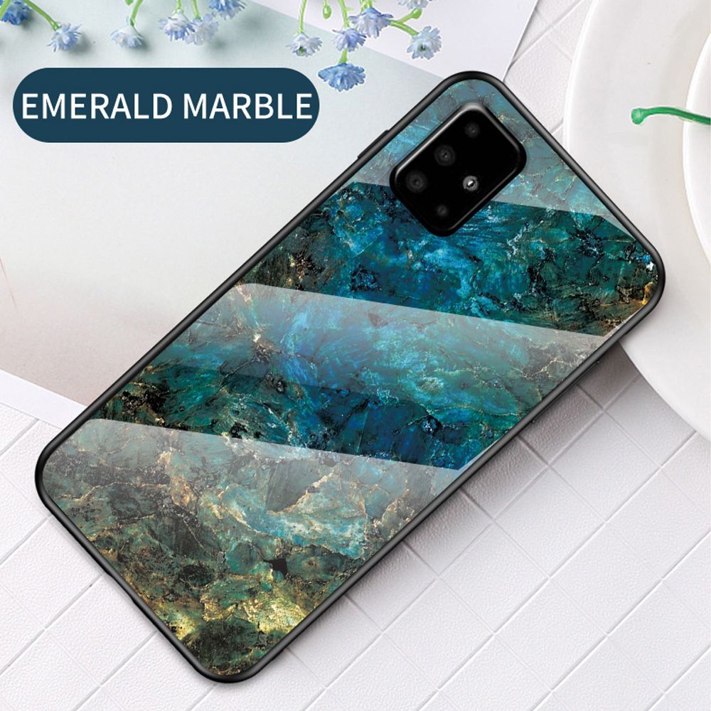 Case for Samsung Galaxy A51 Tempered Glass Protective Layer on the Back and TPU Bumper Anti+shock Shock Absorption Protective Cover