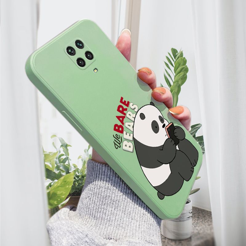 AMORVOR for Redmi Note 9S/Note 9 Pro/Note 9 Pro Max/Xiaomi Poco M2 Pro Back Cover Cartoon Cute Panda Side design Soft Case Liquid Silicone Phone Cases