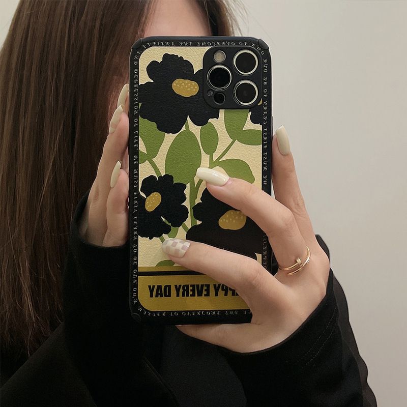 Leather Case Flower Pattern Soft Silicone Cover Mobile Phone Protective Case