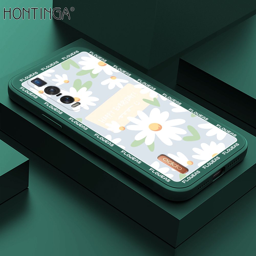 Hontinga for OPPO Find X2 Pro Case Beautiful Daisy Flower Phone Case Phone Case Soft Square Edge Silicone Cases Full Lens Cover Shockproof Protection Cover