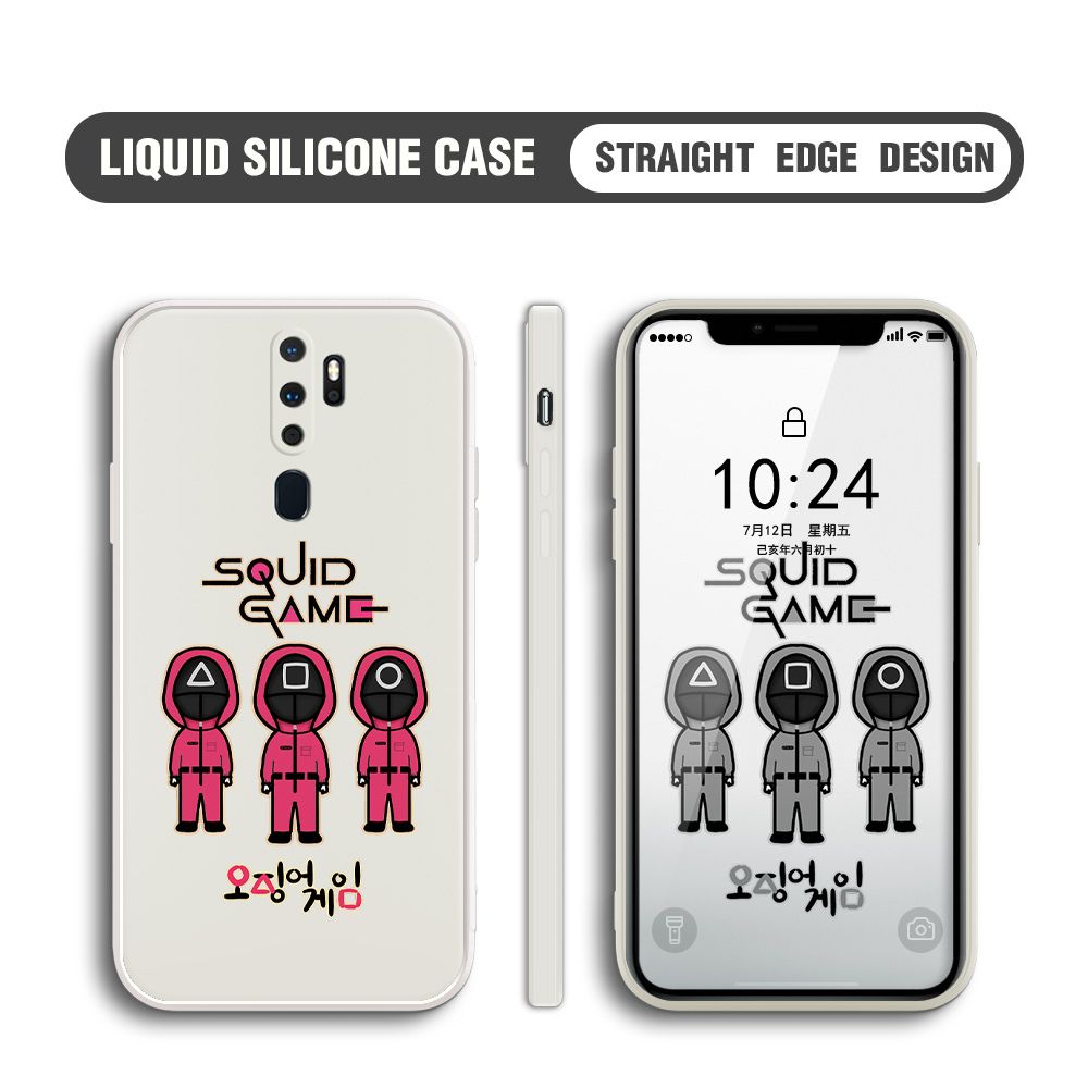 Jizetin for OPPO A9 2020 / A5 2020 Case Trend Cartoon Korean Squid Phone Cover Liquid Silicone Case Phone Protective Case