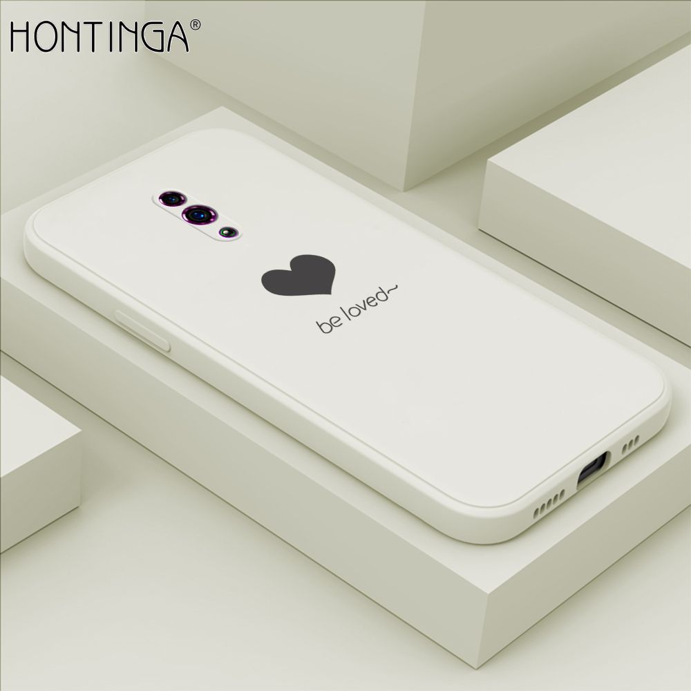 Hontinga for OPPO Reno Case Simple Lover Heart Pattern Back Cover Soft Square Edge Liquid Silicone Phone Cases