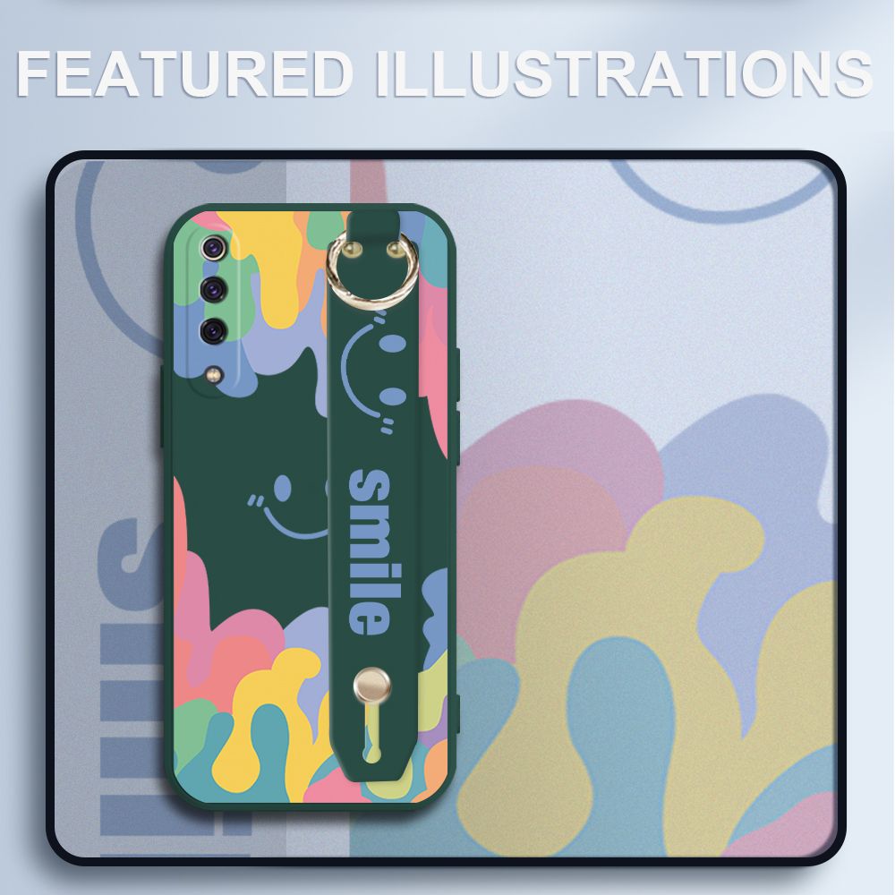 UCUC for Xiaomi Mi 9 SE Wrist Strap Case INS Style Soft Candy Color Splash Ink Cover Ultra Thin Anti Fall Liquid Silicone Phone Case