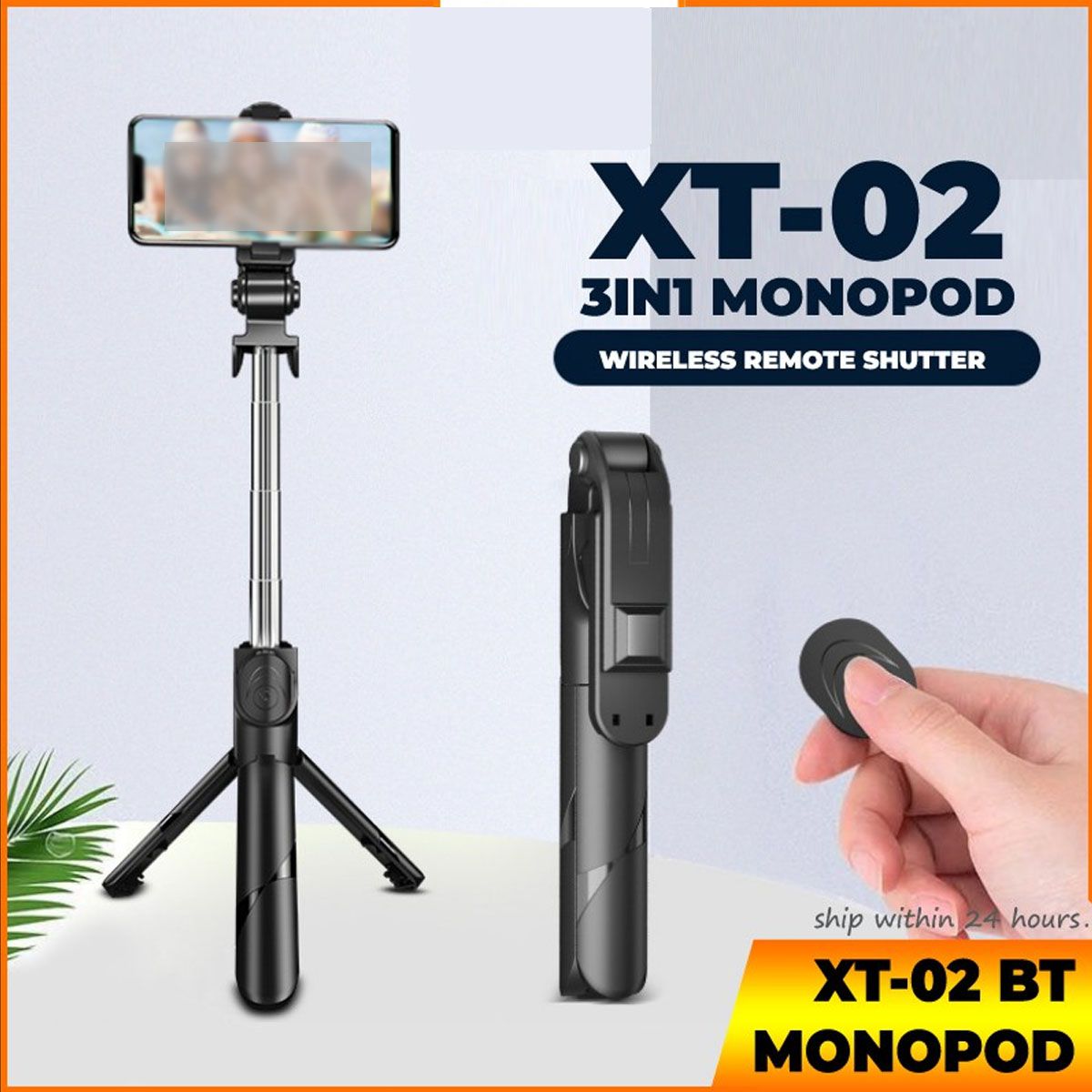 XT-02 Flexible Selfie Stick Tripod Stand Bluetooth Remote Control For Phone Camera
