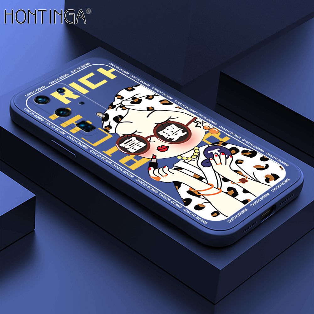 Hontinga for Huawei P40 Pro Plus Case Fashion Sunglasses Rich Girl Phone Case Phone Case Soft Square Edge Silicone Cases Full Lens Cover Shockproof Protection Cover