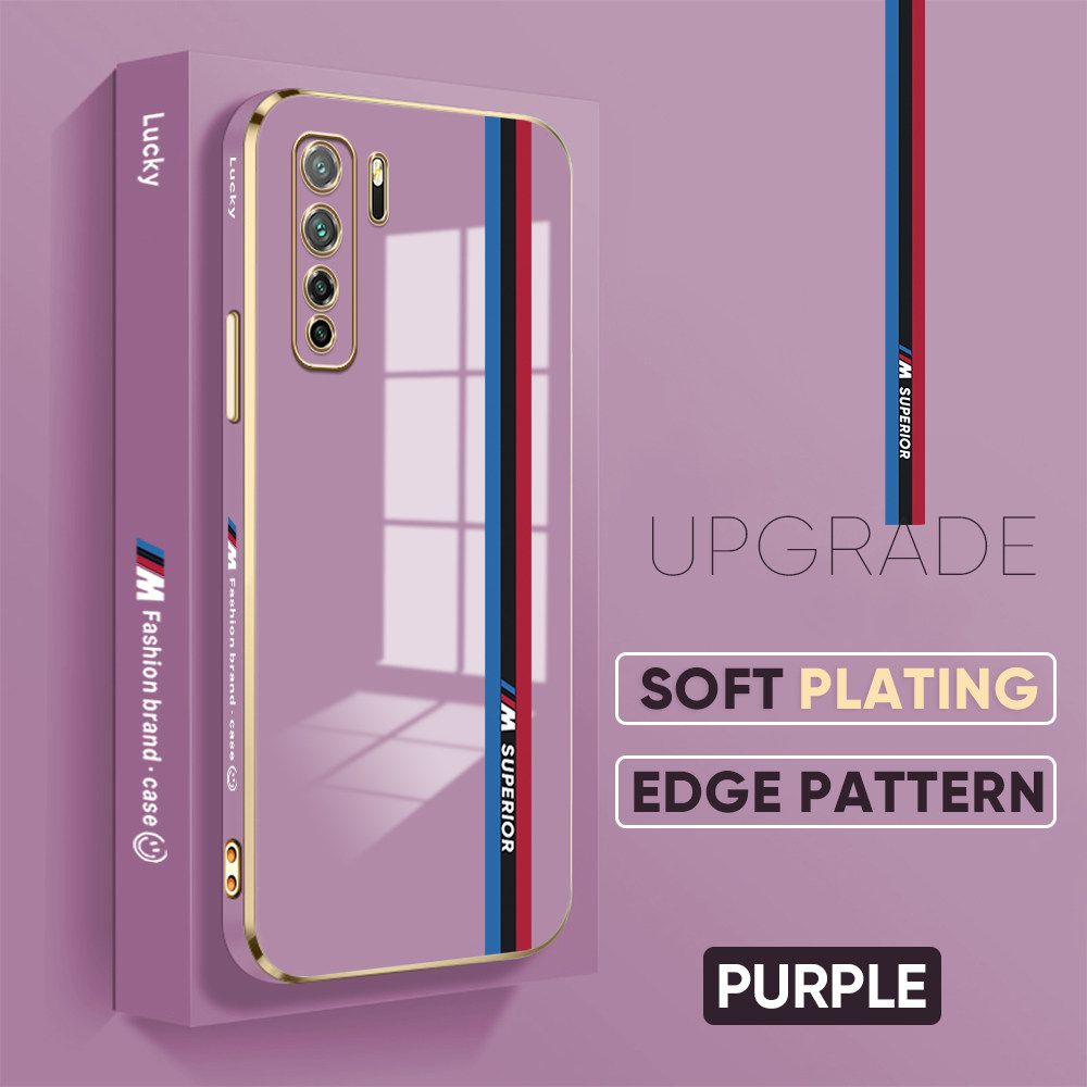 Jizetin (Free Lanyard) Huawei Nova 7 SE Back Cover Car Track Luxury 6D Plating Case Side Pattern Soft Silicone Square Mobile Phone Cases