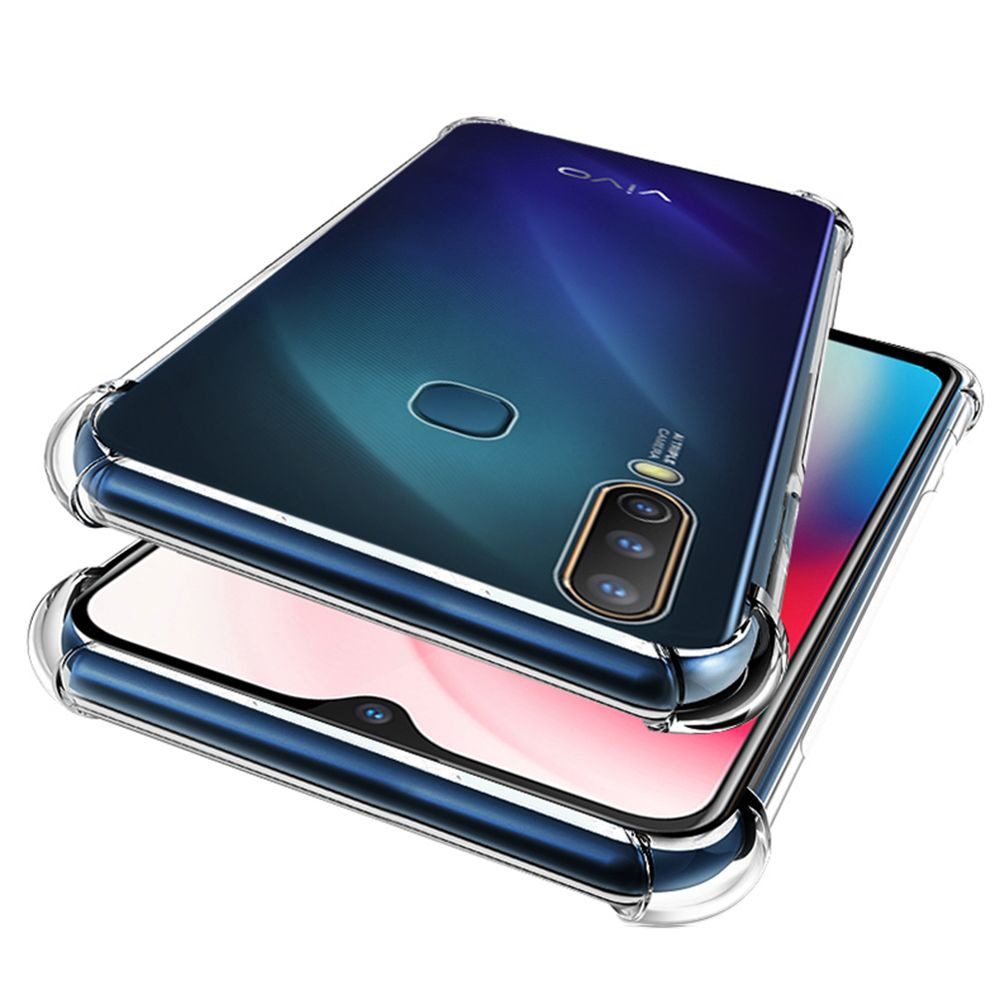 For VIVO Y3/Y17 Phone Case Transparent Soft Gel TPU Reinforced Corners Cushion Bumper Shockproof Drop Protection Case Cover