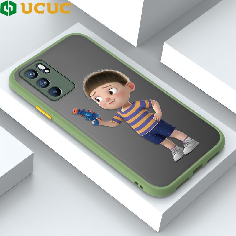 UCUC for OPPO Reno6 5G Back Cover Naughty Little boy Frosted Transparent Hard Phone Case Thin Shockproof Full Cover Camera Protect Case