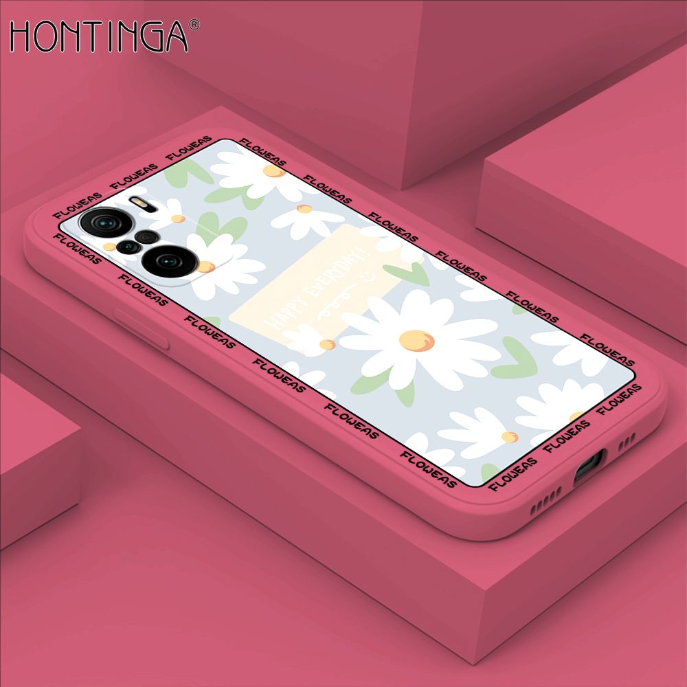 Hontinga for Xiaomi Poco F3 / Mi 11x / Redmi K40 / K40 Pro Case Beautiful Daisy Flower Phone Case Phone Case Soft Square Edge Silicone Cases Full Lens Cover Shockproof Protection Cover