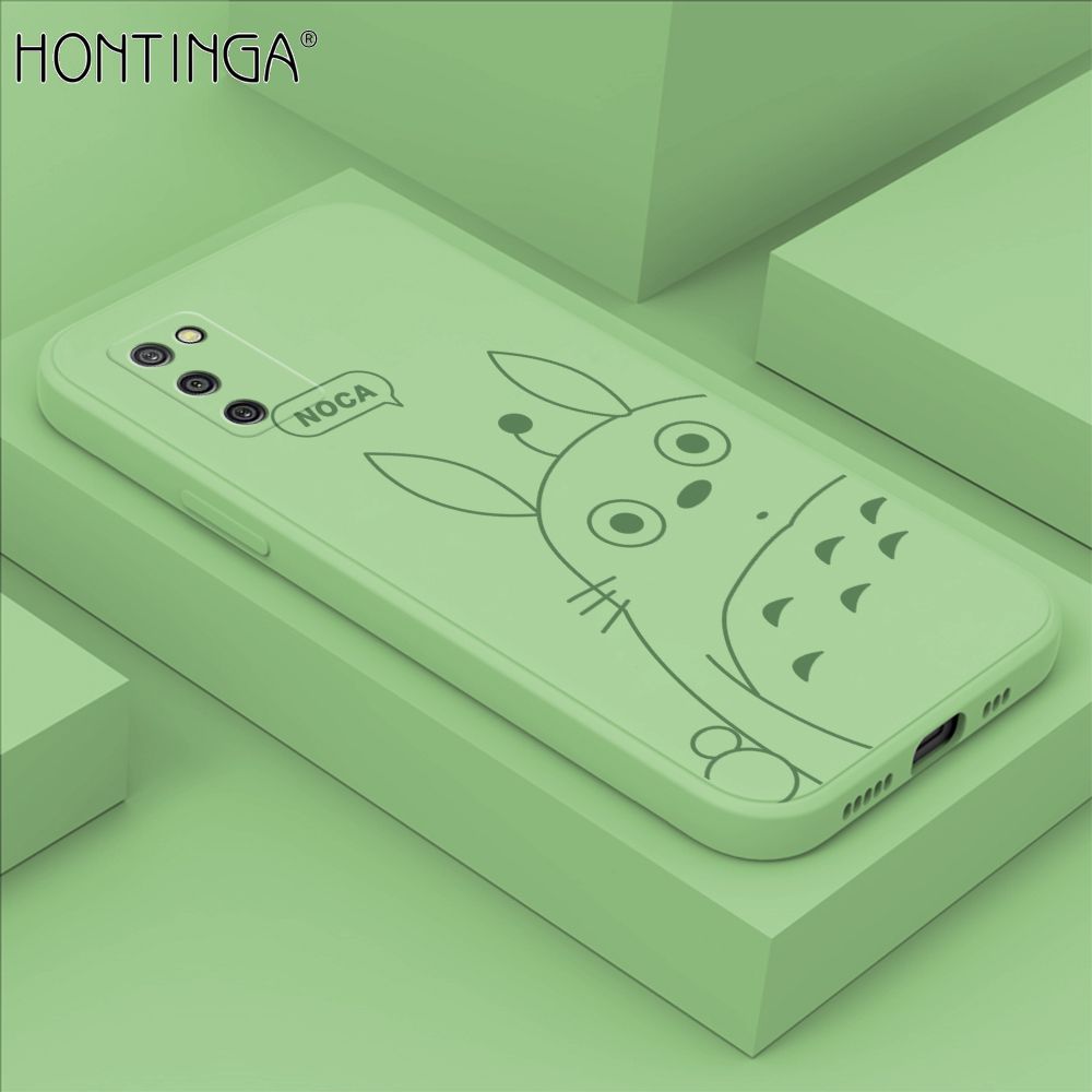 Hontinga for Samsung A02S Case Cartoon Cute Totoro Pattern Back Cover Soft Square Edge Liquid Silicone Phone Cases