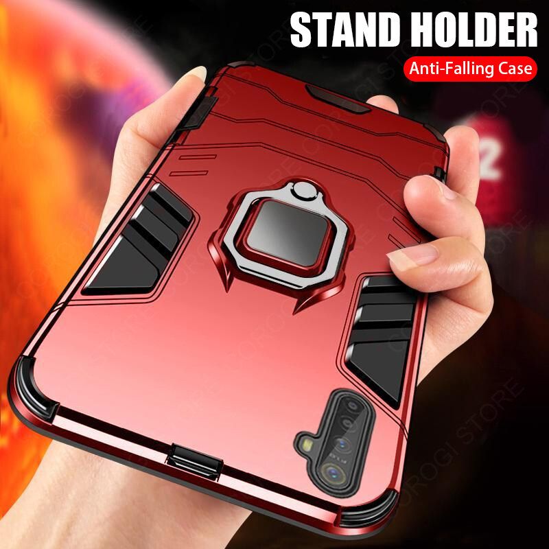 For Realme XT Cover Military Grade Shockproof Armor Phone Case Metal Ring Stand Holder Magnetic Car Mount Hard Protective Back Cover