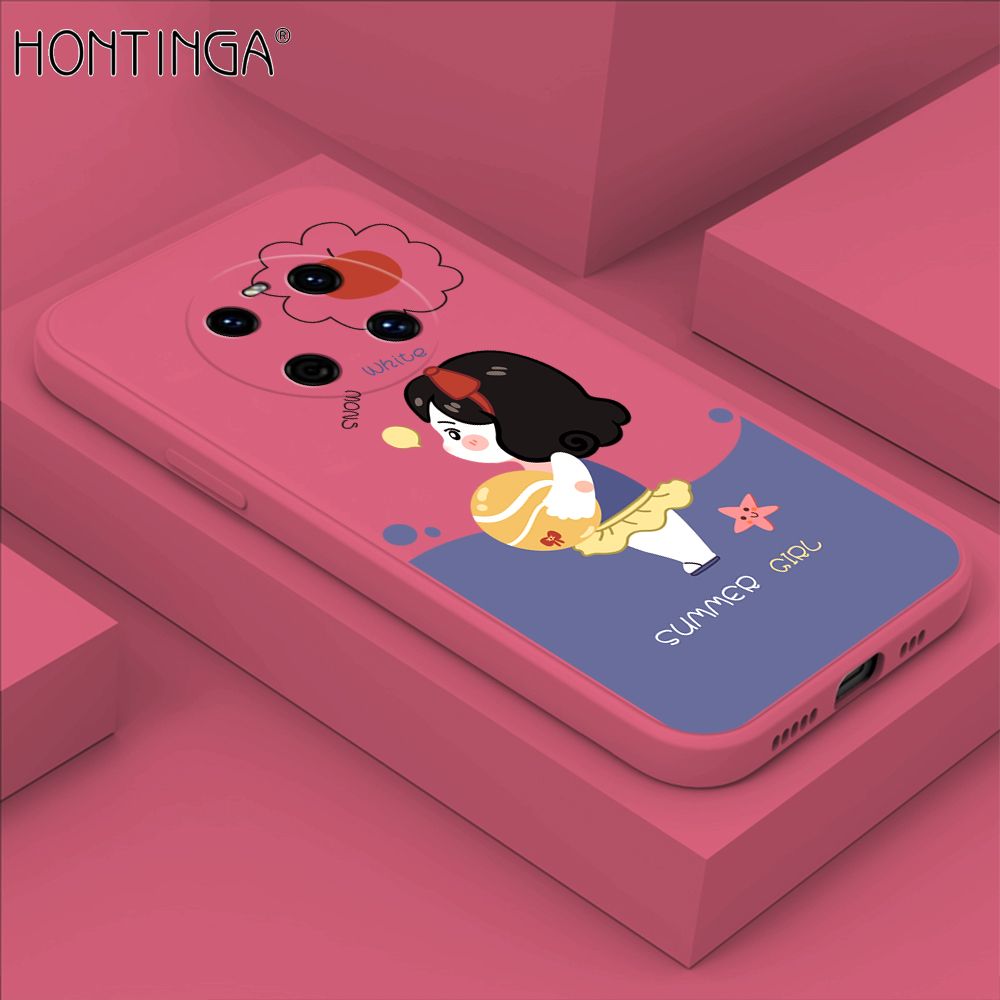 Hontinga for Huawei Mate 40 Case Cute Cartoon Girl Phone Case Phone Case Soft Square Edge Silicone Cases Full Lens Cover Shockproof Protection Cover