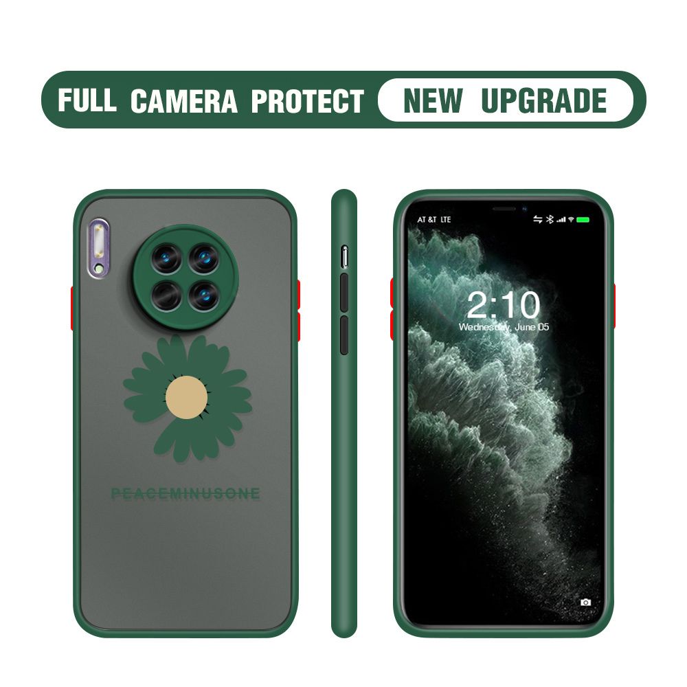 Hontinga for Huawei Mate 30 Case Daisy Flower Cover Camera Shockproof Protection Case Edge Frosted Transparent Phone Cover
