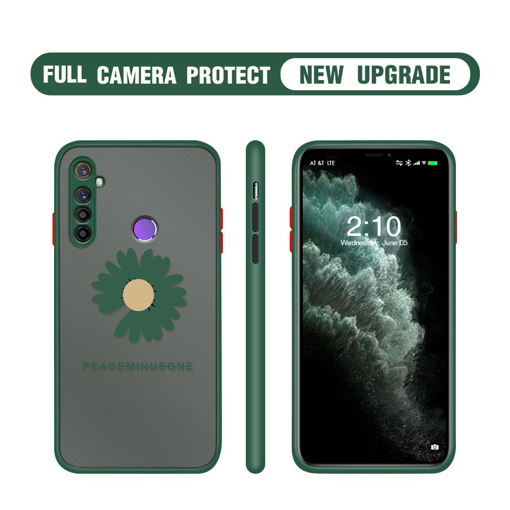 Hontinga for Realme 5 5i 5S 6i Case Daisy Flower Cover Camera Shockproof Protection Case Edge Frosted Transparent Phone Cover