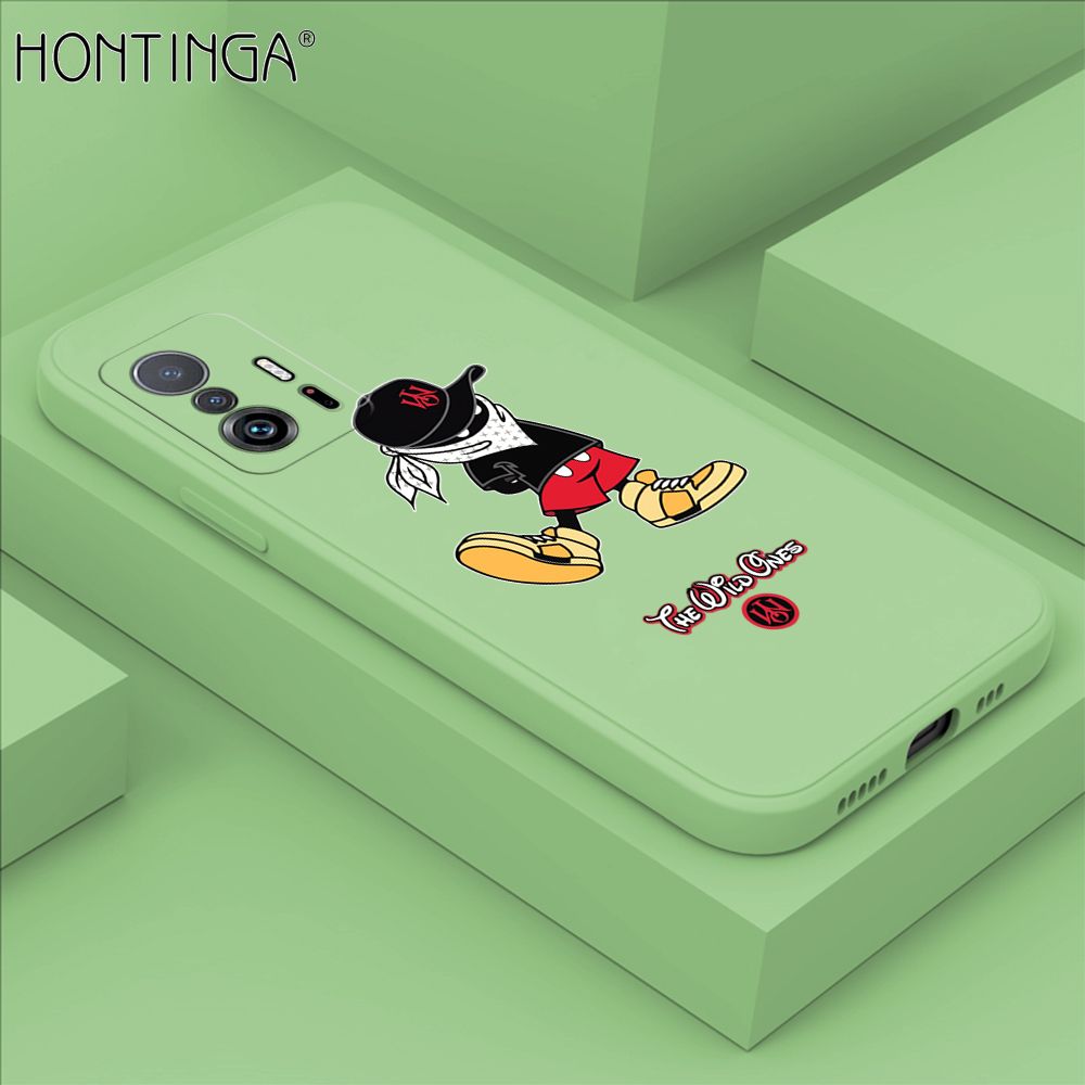Hontinga for Xiaomi 11T / 11T Pro Case Cartoon Masked Mouse Phone Case Soft Square Edge Silicone Cases Full Lens Cover Shockproof Protection Cover