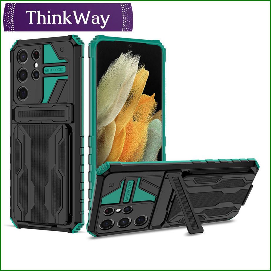 Case Card Slot Holder Lens Protect Casing Kickstand Shockproof Phone Back Cover For Samsung A72 4G/A72 5G & Samsung A22 4G/M32 4G