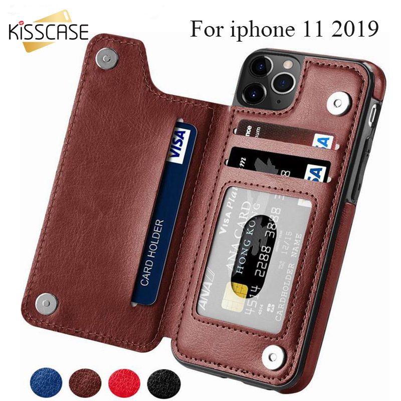 Case For iPhone 11 Pro Max 11 Pro SE 2020 11 6S 6 Plus Case Retro PU Leather Card Slot Holder Cases For iPhone XR XS Max X 5S 5