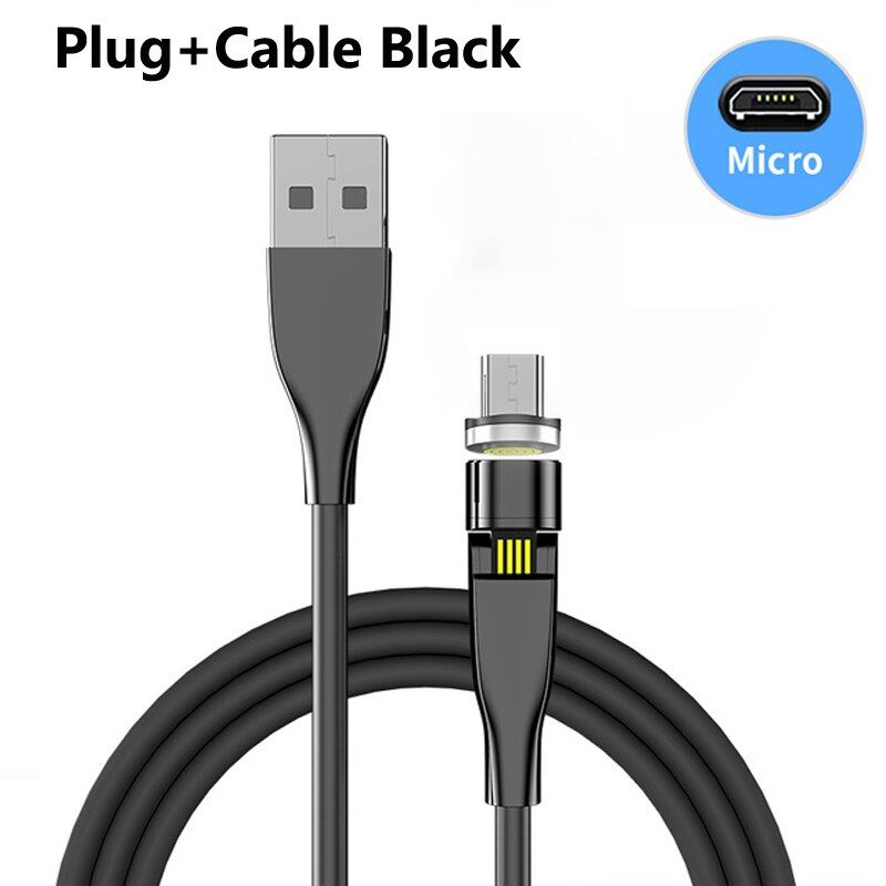 Marjay 540 Degree Rotate Magnetic Micro USB Cable 3A Fast Charging Type C Cable Magnet Charger For IOS Android Mobile Phone Cord
