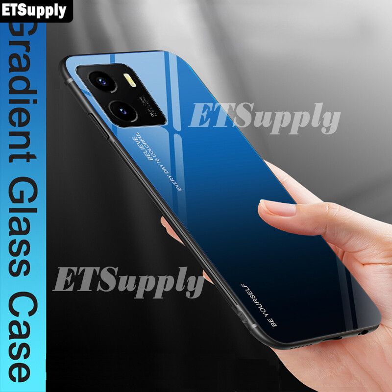 Gradient Glass Phone Case for OPPO A96 4G Case Tempered Glass Aurora Mirror Cover Full Coverage for OPPO A96 4G Phone cover