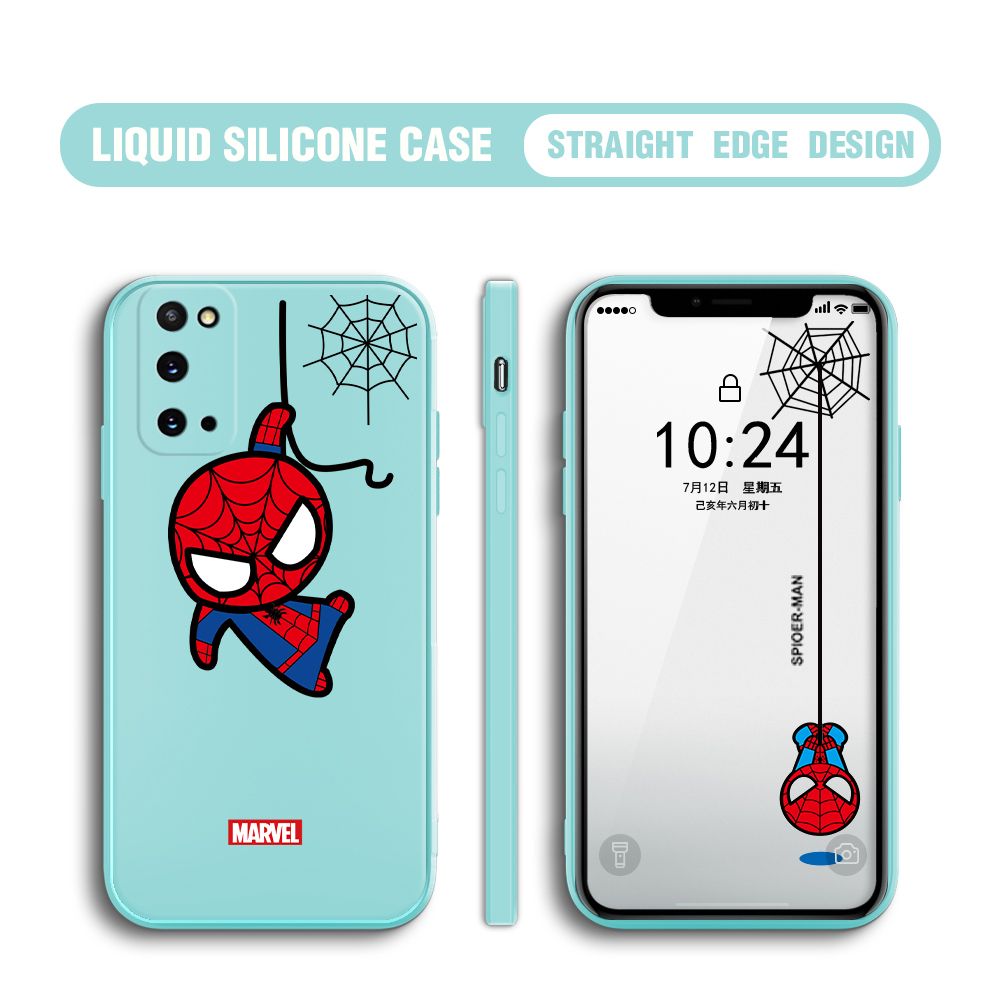 BILI for Samsung Galaxy S20 Back Cover Little Spiderman Multicolor Liquid Silicone Phone Case Soft Square Lens Protection Phone Cases