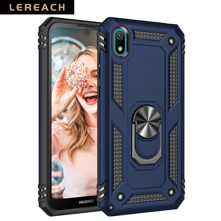 Lereach For Huawei Y5 2019 / Honor 8S Mobile Phone Case TUP+PC Hard Ring Car Ring Bracket Shockproof Back Cover