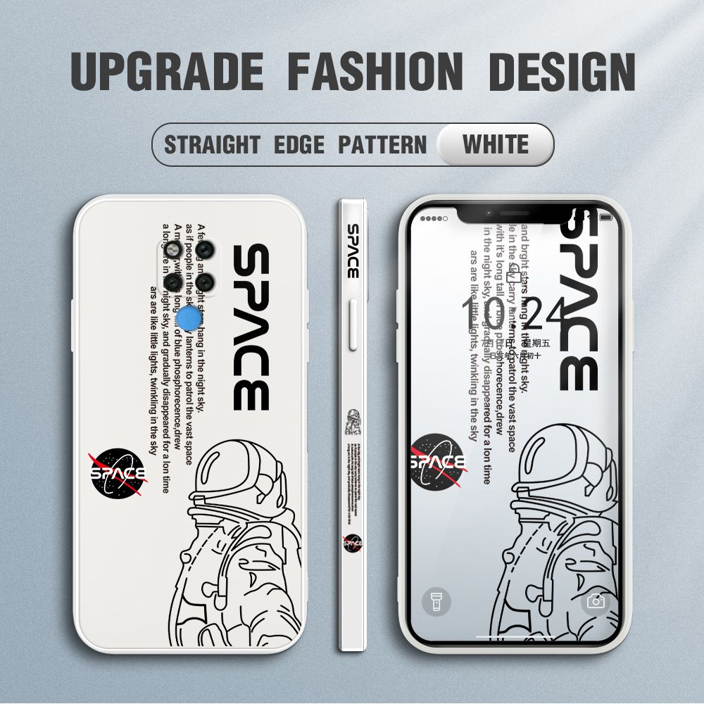 Jizetin for Huawei Mate 20X Case NASA Astronaut Design Side Design Phone Case Square Edge Pattern Liquid Silicone Cases Full Cover Camera Shockproof Protective Case