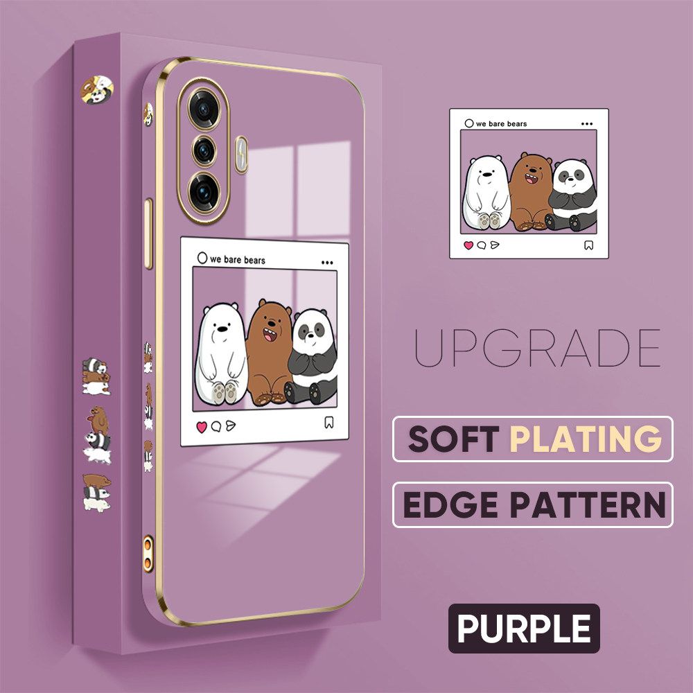 TA for Redmi K40 Gaming / Xiaomi Poco F3 GT Back Cover + Free Lanyard Bears Group Photo Luxury 6D Plating Case Side Pattern Soft Silicone Square Phone Cases