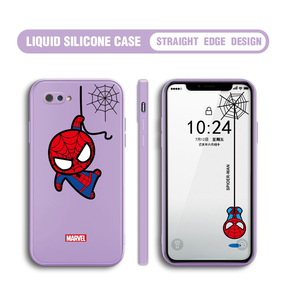 BILI for Realme C2 Back Cover Little Spiderman Multicolor Liquid Silicone Phone Case Soft Square Lens Protection Phone Cases
