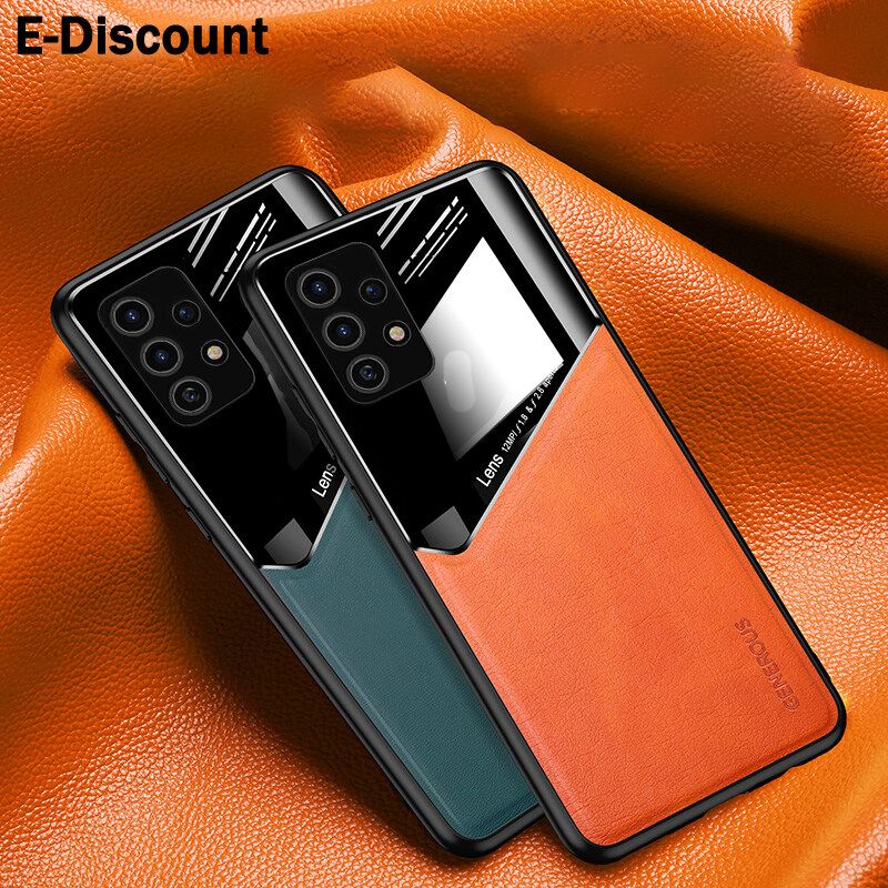 Phone Case Samsung Galaxy M33 Case Magnetic Car Leather Texture Mirror Ultra-thin Silicone Samsung M33 Casing Case