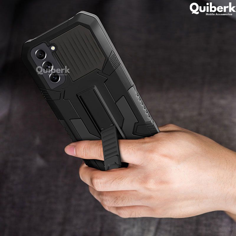 Quiberk for Samsung Galaxy S21 FE 5G Phone Case Shockproof Invisible Foldable Kickstand Back Cover