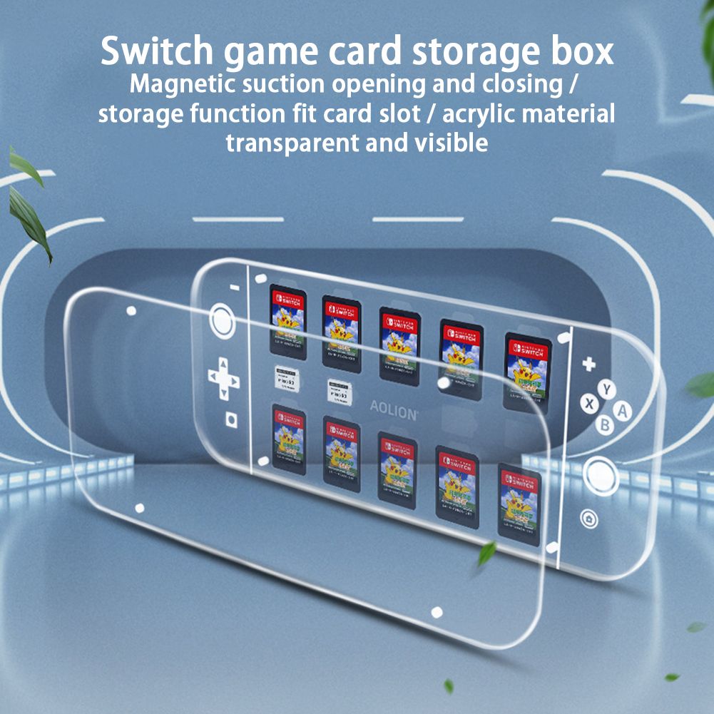 14-in-1 Magnetic Transparent Game Card Storage Box Protective Cover Compatible For Switch Game Card